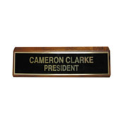 K86 - K86 - Black Brass Plate Desk Sign - Mounted on a (WALNUT) Wood Base<br>2" x 8"